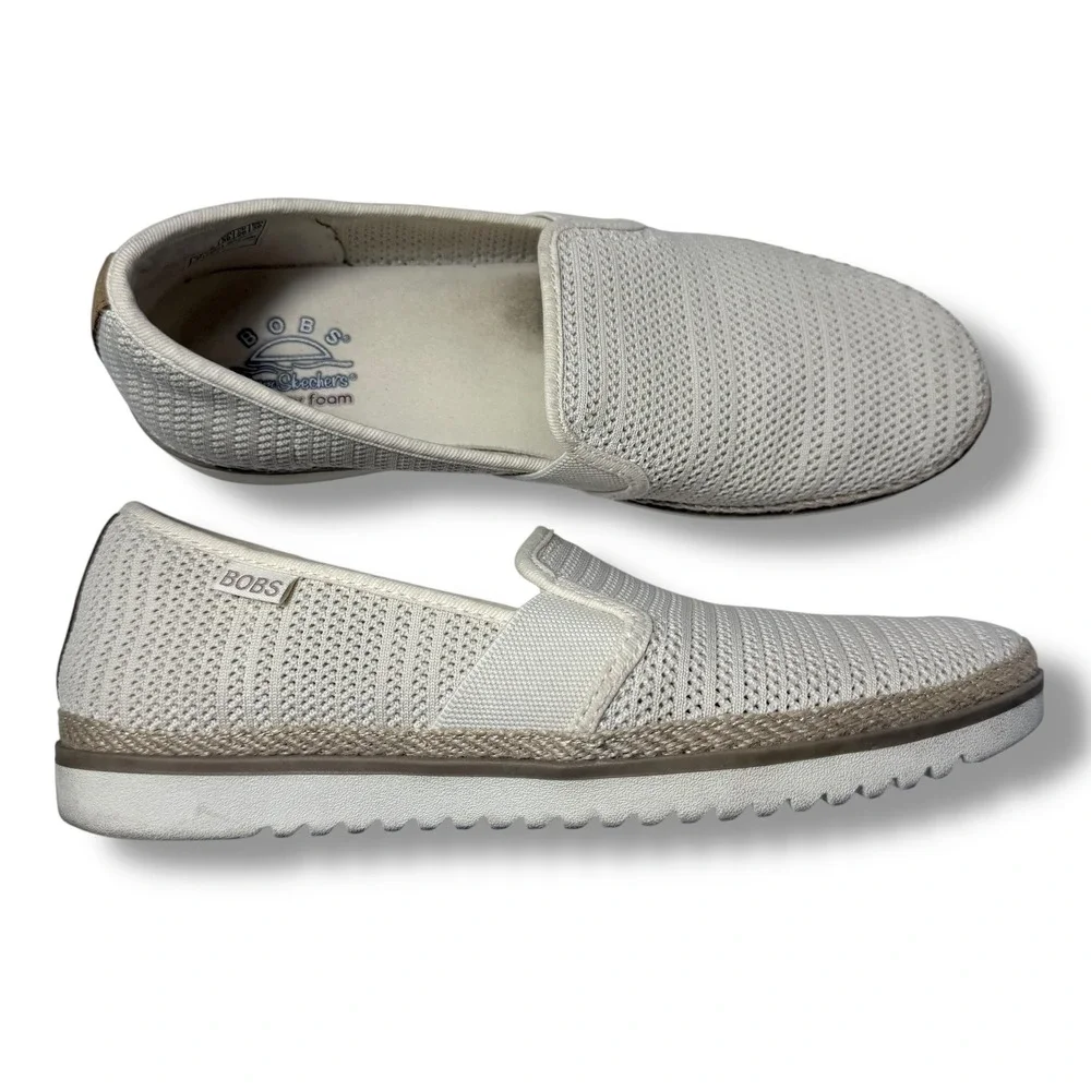 BOBS by Skechers Flexpadrille Lo slip-on shoes Women's Tan Knit Memory Foam Sz 9